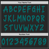Custom Black-Teal Dripping Font Brush Stroke Splatter Sleeve Stripes Pullover Sweatshirt Hoodie