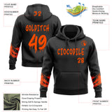 Custom Black-Orange Dripping Font Brush Stroke Splatter Sleeve Stripes Pullover Sweatshirt Hoodie
