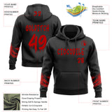 Custom Black-Red Dripping Font Brush Stroke Splatter Sleeve Stripes Pullover Sweatshirt Hoodie