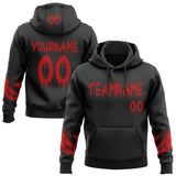 Custom Black-Red Dripping Font Brush Stroke Splatter Sleeve Stripes Pullover Sweatshirt Hoodie
