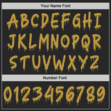 Custom Black-Old Gold Dripping Font Brush Stroke Splatter Sleeve Stripes Pullover Sweatshirt Hoodie