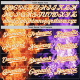 Custom Black White Purple-Bay Orange Flame Split Fire Authentic Baseball Jersey