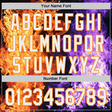 Custom Black White Purple-Bay Orange Flame Split Fire Authentic Baseball Jersey