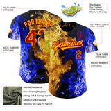 Custom Black Red Blue-Yellow Flame Split Fire Authentic Baseball Jersey