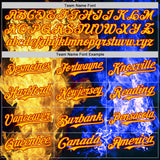 Custom Black Red Blue-Yellow Flame Split Fire Authentic Baseball Jersey