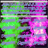 Custom Black Pink Hot Pink Green-Sky Blue Flame Split Fire Authentic Baseball Jersey