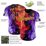 Custom Black Purple Red-Yellow Flame Split Fire Authentic Baseball Jersey