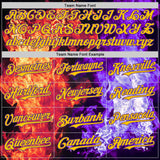 Custom Black Purple Red-Yellow Flame Split Fire Authentic Baseball Jersey