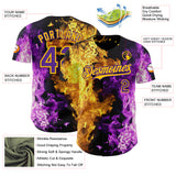 Custom Black Purple-Yellow Flame Split Fire Authentic Baseball Jersey