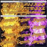 Custom Black Purple-Yellow Flame Split Fire Authentic Baseball Jersey