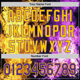 Custom Black Purple-Yellow Flame Split Fire Authentic Baseball Jersey