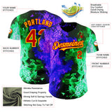 Custom Black Red Green Purple-Yellow Flame Split Fire Authentic Baseball Jersey