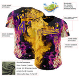 Custom Black Purple-Yellow Flame Split Fire Authentic Baseball Jersey