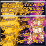 Custom Black Purple-Yellow Flame Split Fire Authentic Baseball Jersey