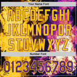 Custom Black Purple-Yellow Flame Split Fire Authentic Baseball Jersey