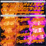 Custom Black Red Hot Pink-Yellow Flame Split Fire Authentic Baseball Jersey