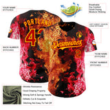 Custom Black Red-Yellow Flame Split Fire Authentic Baseball Jersey