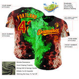Custom Black Red Green-Yellow Flame Split Fire Authentic Baseball Jersey