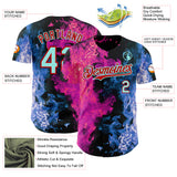 Custom Black Ice Blue Blue-Red Flame Split Fire Authentic Baseball Jersey