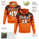 Custom  Orange White-Black Halloween Bat Pullover Sweatshirt Hoodie