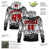 Custom  White Red-Black Halloween Horror Pullover Sweatshirt Hoodie