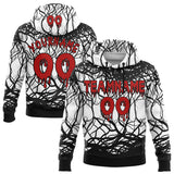 Custom  White Red-Black Halloween Horror Pullover Sweatshirt Hoodie