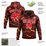 Custom  Maroon Fire Red-White Halloween Bat Pullover Sweatshirt Hoodie