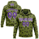 Custom  Olive Purple-White Halloween Spider Pullover Sweatshirt Hoodie