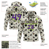 Custom  Gray Purple-Neon Green Halloween Witch Black Cat Pullover Sweatshirt Hoodie