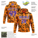 Custom  Bay Orange Purple-White Halloween Bat Net Pullover Sweatshirt Hoodie