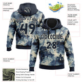 Custom  Blue Navy-Cream Halloween Spooky Haunted House Pullover Sweatshirt Hoodie
