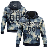 Custom  Blue Navy-Cream Halloween Spooky Haunted House Pullover Sweatshirt Hoodie