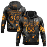 Custom  Black-Bay Orange Halloween Spooky Haunted House Pullover Sweatshirt Hoodie