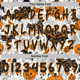 Custom  White Black-Bay Orange Halloween Pumpkin Head & Bat Pullover Sweatshirt Hoodie