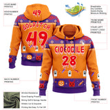 Custom  Bay Orange Fire Red Purple-White Halloween Digital Spooky Candy Pullover Sweatshirt Hoodie