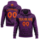 Custom  Purple Orange-Black Halloween Abstract Pixel Bat Pullover Sweatshirt Hoodie