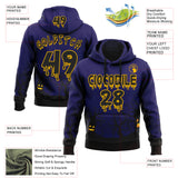 Custom  Blue Black-Gold Halloween Haunted Forest Pullover Sweatshirt Hoodie