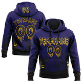 Custom  Blue Black-Gold Halloween Haunted Forest Pullover Sweatshirt Hoodie