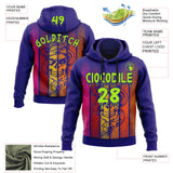 Custom  Dark Purple Neon Green Halloween Skull Pullover Sweatshirt Hoodie