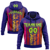 Custom  Dark Purple Neon Green Halloween Skull Pullover Sweatshirt Hoodie