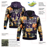 Custom  Black Purple-White Halloween Pumpkin Head Pullover Sweatshirt Hoodie