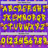 Custom  Purple Light Yellow-Black Halloween Spooky Pumpkin Head & Candy Pullover Sweatshirt Hoodie