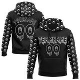Custom  Black-White Halloween Funny Face Pullover Sweatshirt Hoodie