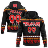 Custom  Black Fire Red Orange-White Halloween Pumpkin Head & Witch Pullover Sweatshirt Hoodie