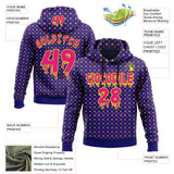 Custom  Dark Purple Hot Pink-Neon Yellow Halloween Star Pullover Sweatshirt Hoodie