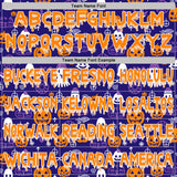 Custom  Dark Purple Bay Orange-White Halloween Pumpkin Head & Ghost Pullover Sweatshirt Hoodie