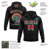 Custom  Black Red-Green Halloween Zombie Unicorn Pullover Sweatshirt Hoodie