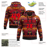 Custom  Crimson Fire Red Black-Red Halloween Pumpkin Head & Black Cat Pullover Sweatshirt Hoodie