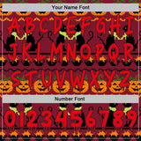 Custom  Crimson Fire Red Black-Red Halloween Pumpkin Head & Black Cat Pullover Sweatshirt Hoodie