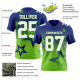 Custom Royal White-Neon Green Authentic Gradient Style Twinkle Star Football Jersey